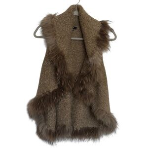 RUDSAK Wool Blend Genuine Raccoon Fur Knit Sweater Vest Size XS/S